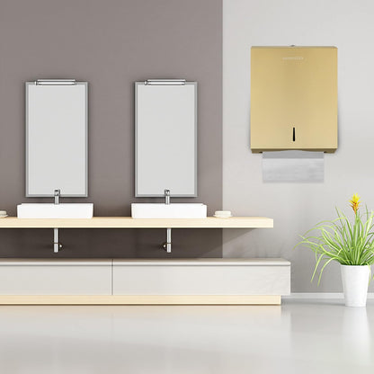 Paper Towel Dispenser, Commercial Stainless Steel Tri-fold/Multi-fold/C-Fold Paper Towel Holder Wall Mount Key (Gold)