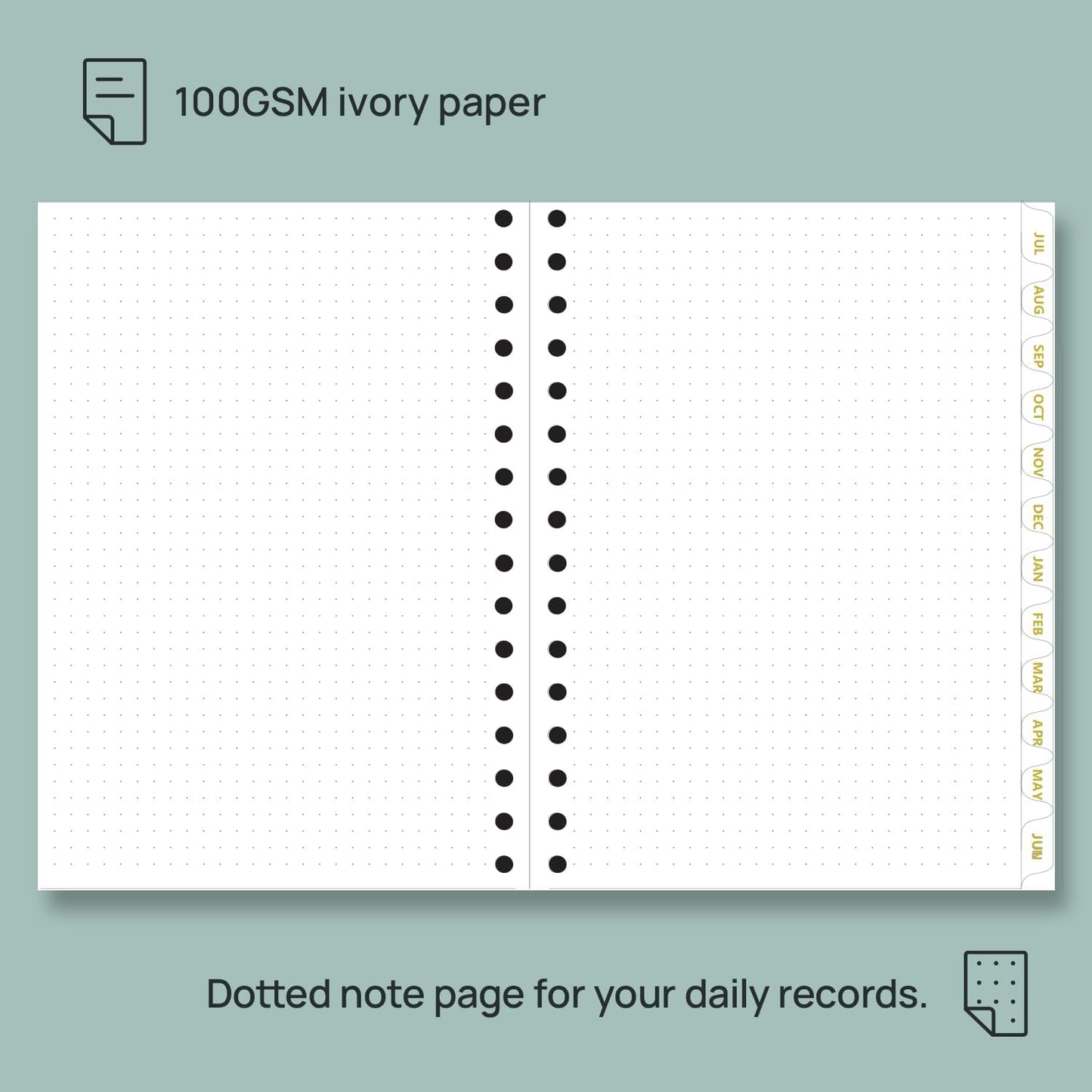 POPRUN Monthly Planner 2025-2026 Spiral Hardcover (6.25'' x 8.5''), 18 Months Calendar (Jul.2025 - Dec.2026)- 2 Pages per Month with Dotted Note Pages, Sunday Start, Laminated Tab - Pacific Green