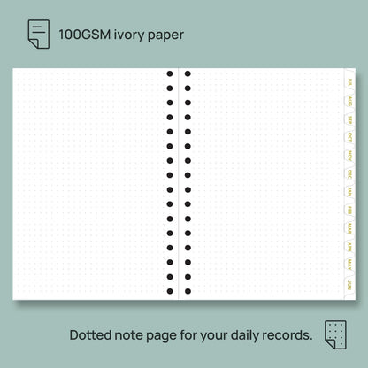 POPRUN Monthly Planner 2025-2026 Spiral Hardcover (6.25'' x 8.5''), 18 Months Calendar (Jul.2025 - Dec.2026)- 2 Pages per Month with Dotted Note Pages, Sunday Start, Laminated Tab - Pacific Green