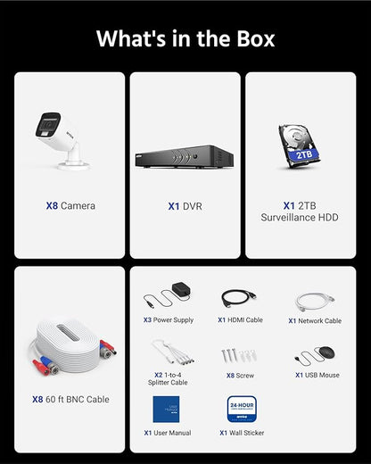ANNKE 8CH 3K Security Camera System with Audio/Mic, 8 Channel Surveillance AI DVR and 8X 5MP 2960 * 1665 CCTV Cams with Dual Light, Human/Vehicle Detection, IP67, Color Night Vision, 2TB Hard Drive