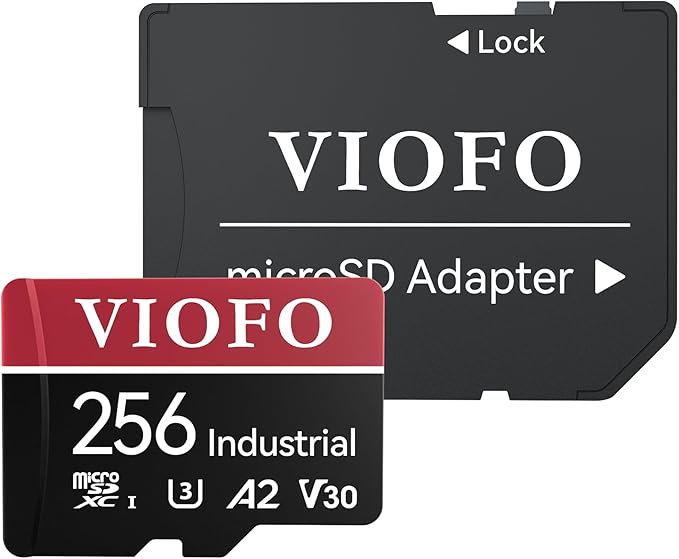VIOFO 256GB Industrial Grade microSD Card, U3 A2 V30 High Speed Memory Card with Adapter, Support Ultra HD 4K Video Recording