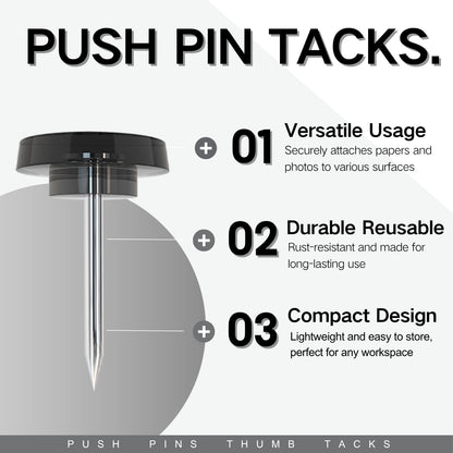 150 PCS Flat Black Push Pins for Wall Clear Thumb Tacks for Walls Flat thumbtacks Push pin for Bulletin Board Shadow Box Display Thumbtack for Cork Board