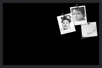 PinPix 34x22 Inch Cork Bulletin Board. This Decorative Framed Pin Board Comes with Solid Black Design and a Satin Black Frame. Ideal for Home Office Decor or Message Board (PinPix-622)