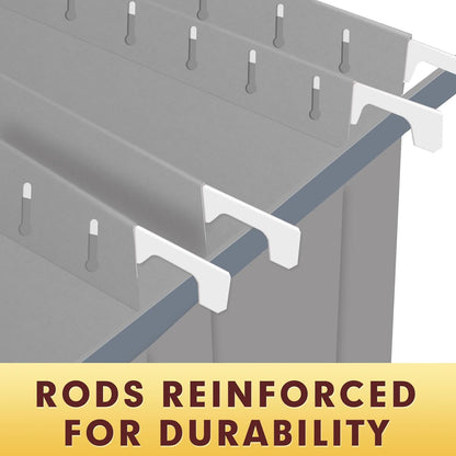 HERKKA Hanging File Folders, 60 Pack Reinforced Letter Size Hanging Folders, Designed for Bulky Files, Filing Cabinet, 1/5-Cut Adjustable Tabs (Gray)