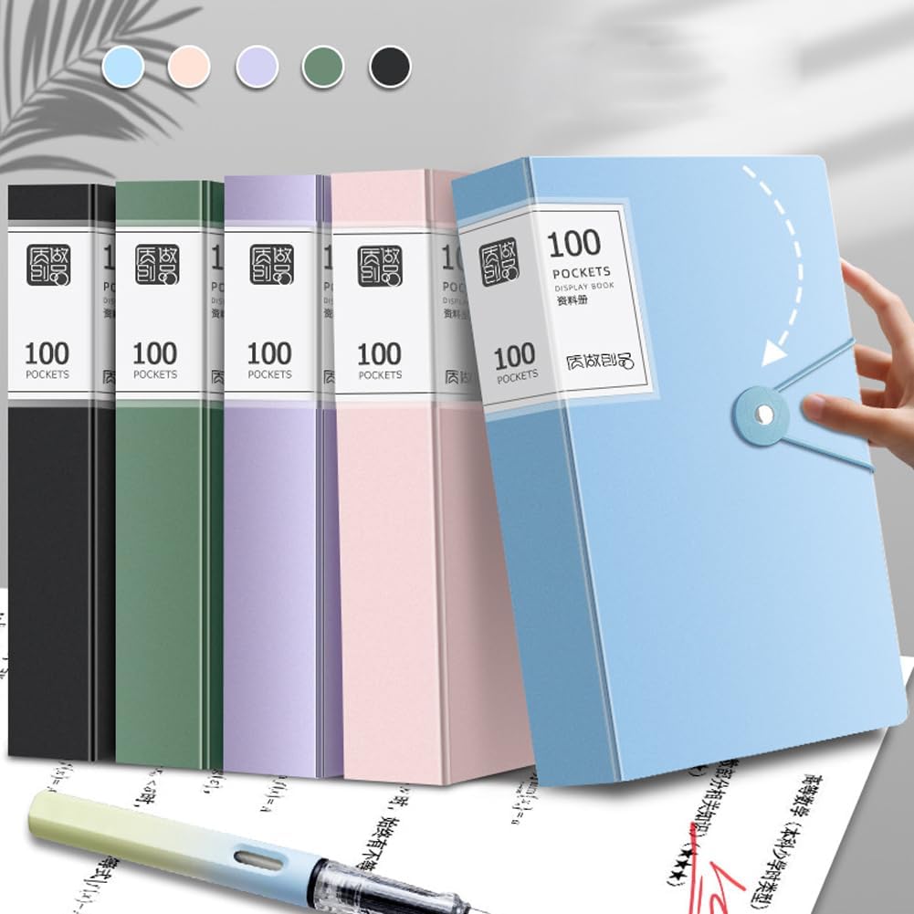 File Folder - 100 Pockets, Durable A4 Letter Size Organizer, Water-Resistant Plastic Dividers, Home/Office/School Document Holder (Purple)