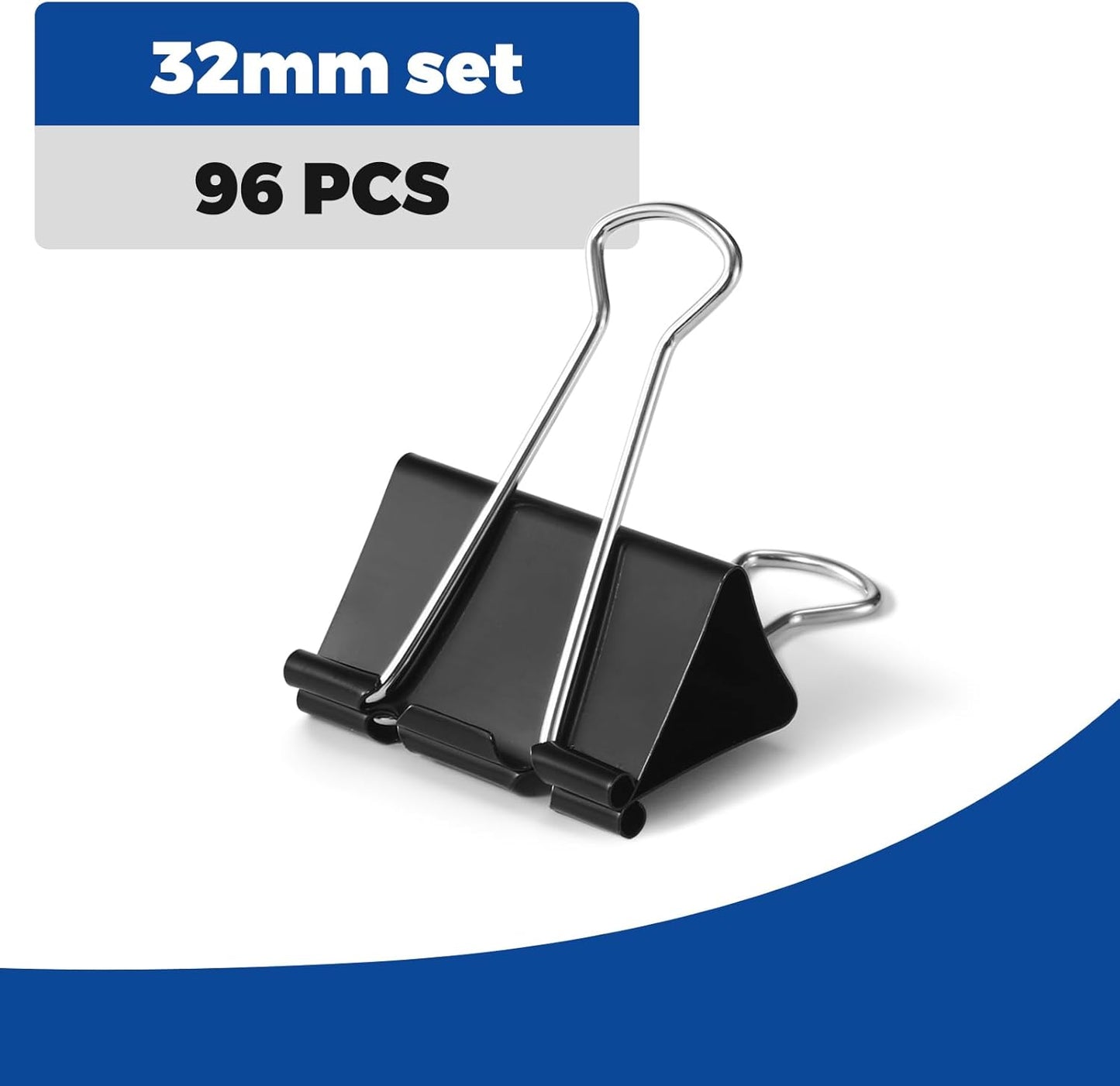 Eclirgan 1.2-Inch Medium Paper Clamp with Heavy-Duty/Rust-Resistant/Folding,96-Pack Thick Metal Binder Clip in 8 Boxes，Black Paper Clips Set for DIY/Crafts/File/Paperwork