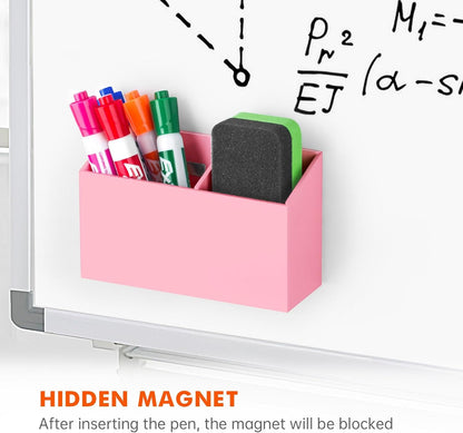 BEYGORM Magnetic Dry Erase Marker Holder for Whiteboard,Non-slip Acrylic Magnet Pen Holder for Fridge Refrigerator,Locker Organizer for Work,Locker Accessories,Pencil Cup for Desk(Pink)