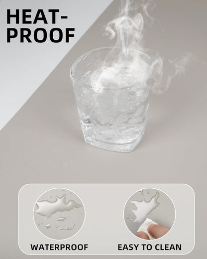 Leather Desk Pad Protector, Large Office Mat & Mouse Pad, Non-Slip Laptop Desk Blotter, Waterproof Writing Pad (Light Grey, 48" x 24")