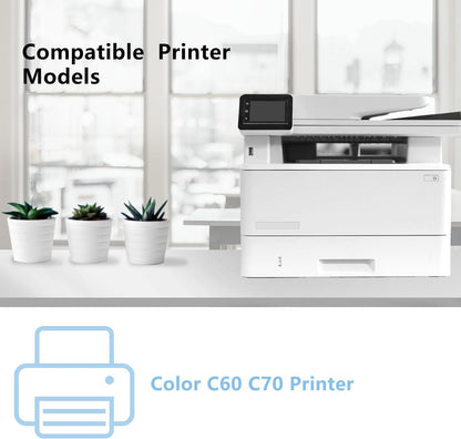 High Yield C60 C70 Toner Cartridge 006R01655 006R01656 006R01657 006R01658 Toner Cartridge Compatible with Xerox C60 C70 Toner Color C60 C70 Printer (4-Pack, Black/Cyan/Magenta/Yellow)