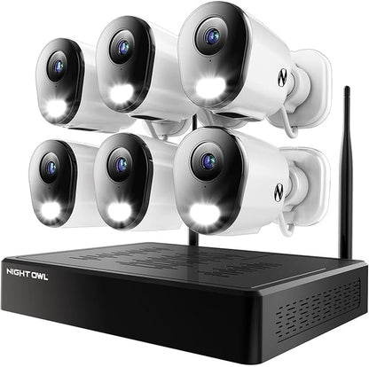 Night Owl 10 Channel Bluetooth Video Home Security Camera System with (6) Plug-in Wi-Fi 4K HD Indoor/Outdoor Spotlight Cameras with 2-Way Audio and 1TB Hard Drive (Expandable up to 10 Cameras)