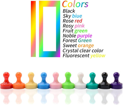 MIN CI Large Push Pin Strong Magnets for Whiteboard, 10 Colorful Decorative Neodymium Fridge Magnet, Small Cute Refrigerator Magnets, for Office Classroom Home Map Kitchen School Dry Erase Board