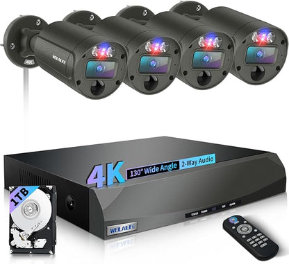 【2-Way Audio & 130° Wide Angle】 Outdoor Wired Security Camera System, Wired Cameras for Home Security, POE Video Surveillance Systems
