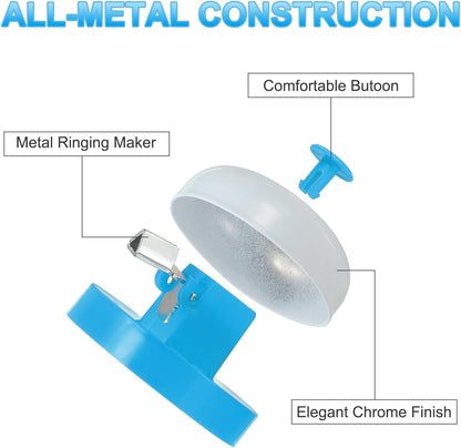 PATIKIL 4 Pcs Desk Call Bell 2.5" Dia with Metal Anti-Rust Construction Blue/White