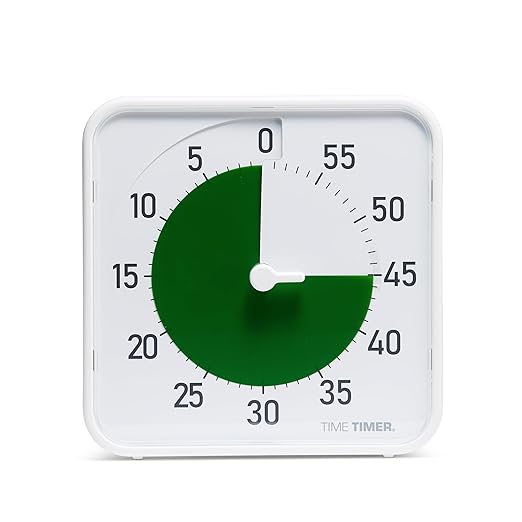 Time Timer Original 8" Visual Countdown Timer – Medium 60-Minute Silent Classroom Visual Timer for SEL, Emotional Regulation, Focus, Calm Transitions, ADHD, Autism – (Green & White)