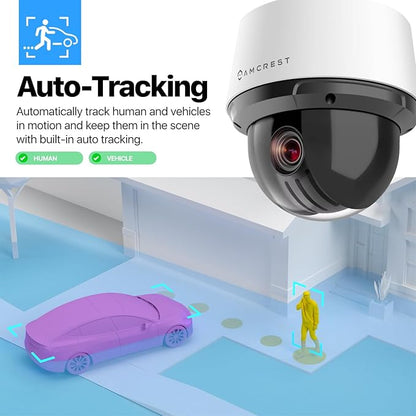 Amcrest 4MP Outdoor PTZ POE + AI IP Camera Pan Tilt Zoom (Optical 25x Motorized) Security Speed Dome, Human and Vehicle Detection, IVS, Face Detection, Auto Tracking, POE+ (802.3at) IP4M-1068EW-AI