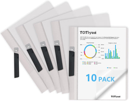 TOTiyea 10 Pack Clear Report Covers with Swing Clip, File Folder with Swing Clip, 30 Sheets Capacity, Slide Locking Report Covers, Letter Size, Clear