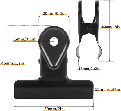 SIAMESE Bulldog Clips, 8 Pcs Binder Clips for Office & Kitchen, Multi-Purpose Binder and Food Bag Clamps for Sealing, Storage, Hanging (Black)