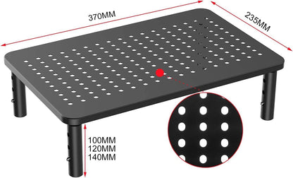 suptek Monitor Stand Riser for Computer,Laptop,Printer, Notebook and All Flat Screen Display with Vented Metal Platform,3 Height Adjustable Laptop Riser,2 Pack,Black(MST003-2)