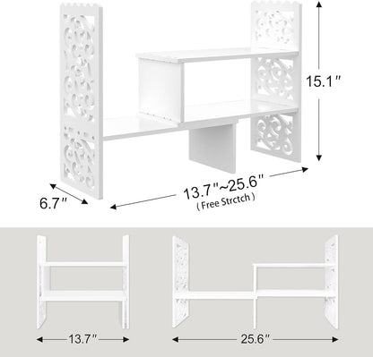 Jerry & Maggie - WPC Desktop Organizer White Office Storage Rack Shelf | Birthday Gifts - Toy - Home Decor | Free Style Rotation Display Modern Luxurious Stand Shelf (White)
