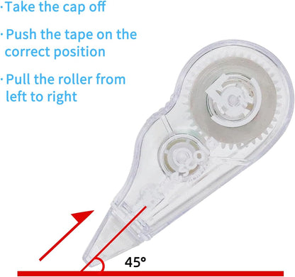 Correction Tape, 16.4FT EZ Tear-resistant Correction Tape, Easy To Use Applicator for Instant Correction Without Drying Time (20pcs/set)