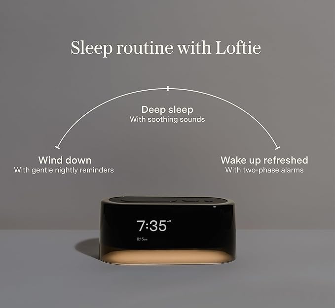 Loftie Alarm Clock with Sound Machine – Smart Alarm Clock w/Light, White Noise, Bluetooth Speaker, Night Light, 100+ Sounds, Blackout Mode, No WiFi Mode, Optional Subscription, Coffee