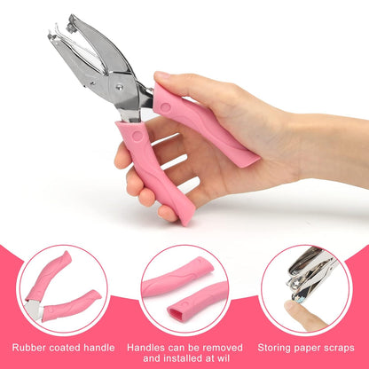 2 Pieces Heart and Star Handheld Hole Paper Punch Metal Single Hole Paper Punch Punchers with Soft-Handled Tags for Clothing Ticket DIY Craft Tags Scrapbook Tool, 1/4 inch