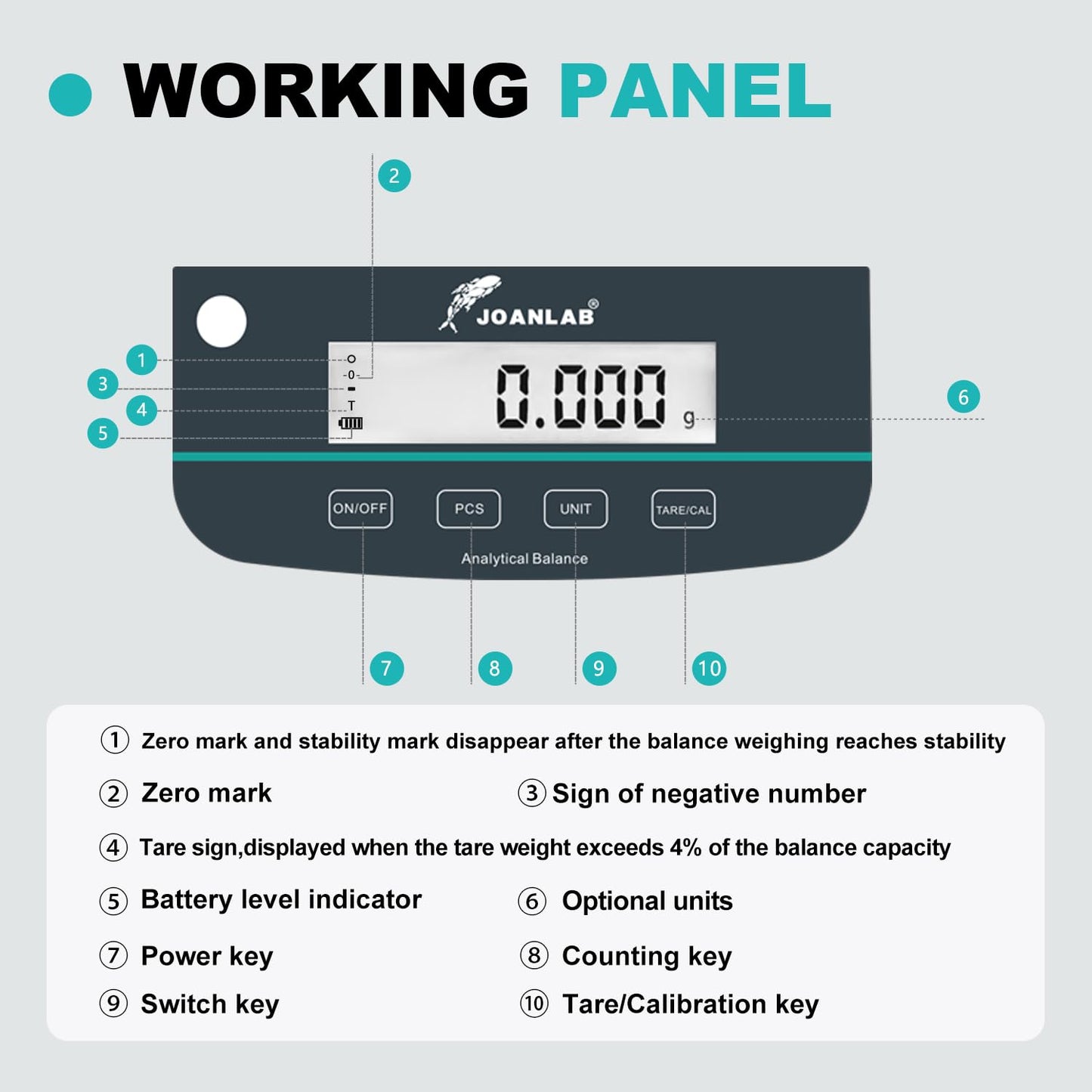 JOANLAB Analytical Balance 300g x 1mg Scale High Precision 0.001g Accuracy Digital Lab Scale for Laboratory Pharmacy Jewelry w/Front & Rear Display