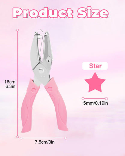 UCEC Star Shape Single Paper Hole Punch, Star-Shape Handheld Hole Paper Puncher, 1 Pack 1/4" Metal Single Mini Hole Papers Punch with Soft-Handled for DIY Craft Tags Clothing Ticket