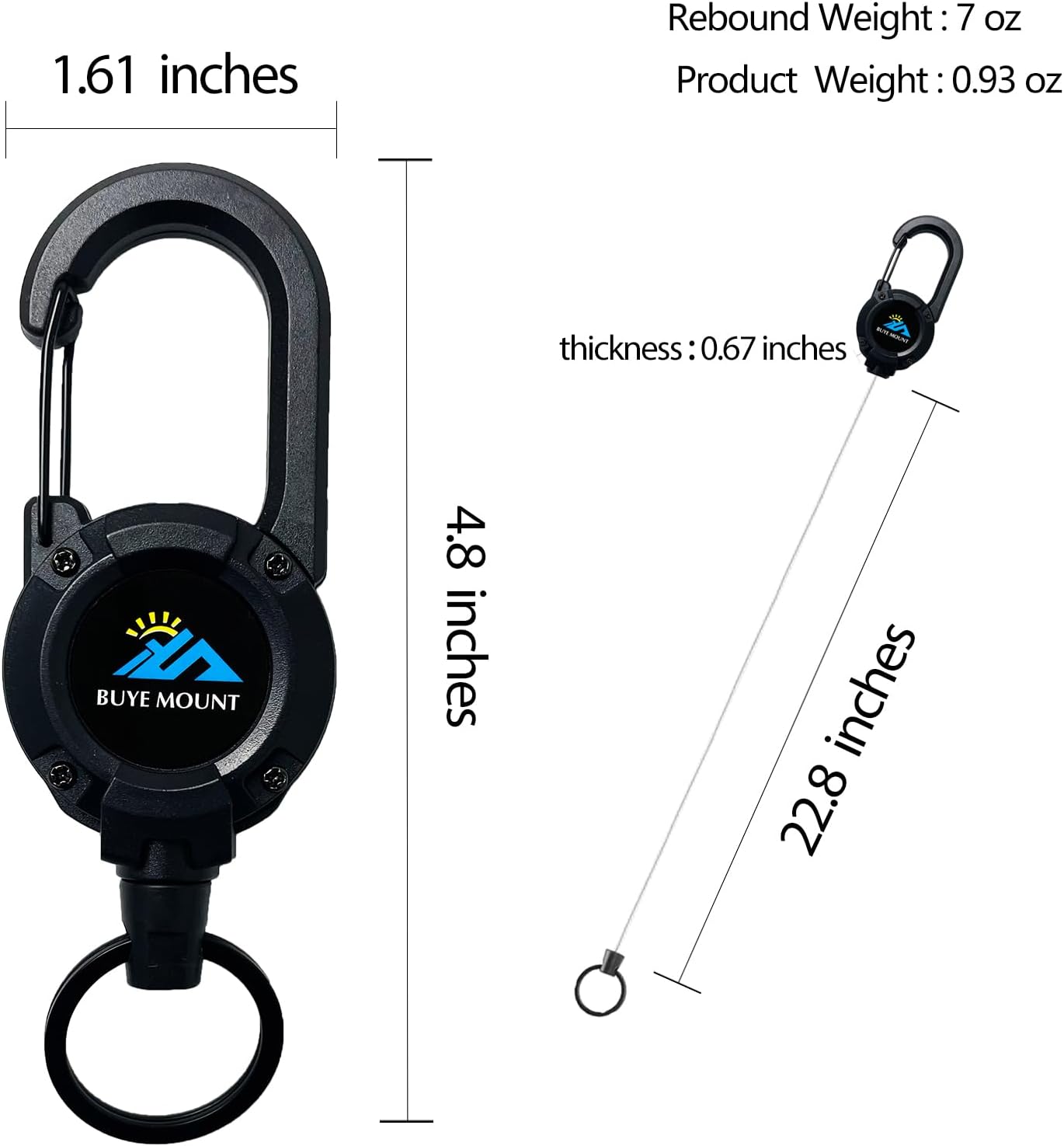 Retractable Keychain Heavy Duty 2Pack, Multitool Carabiner Badge Holder, Retractable Keychain Clip Id Holder, Upgraded 58cm Stainless Steel Cord Black