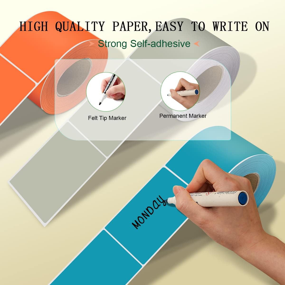 PARLAIM 5 X 3 inch Rectangle Inventory Labels Color Coding Stickers, 250PCS Permanent Sticker for Warehouse Moving Box Square Label (Teal)