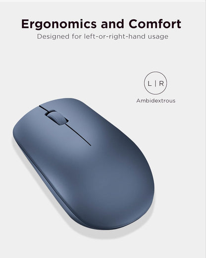 Lenovo 530 Wireless Mouse with Battery, 2.4GHz Nano USB, 1200 DPI Optical Sensor, Ergonomic for Left or Right Hand, Lightweight, GY50Z18986, Abyss Blue