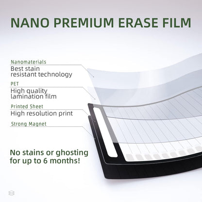 Magnetic Dry Erase List Board - 4"x12" Multifunctional List Board for Fridge - 6 Extra Fine Point Markers Included - Shipped Flat