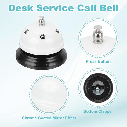 uxcell Desk Service Call Bell, 2.95 Inch Metal Dinner Service Bell Ring for Hotel Restaurant Reception Area and Wedding Party Events, White