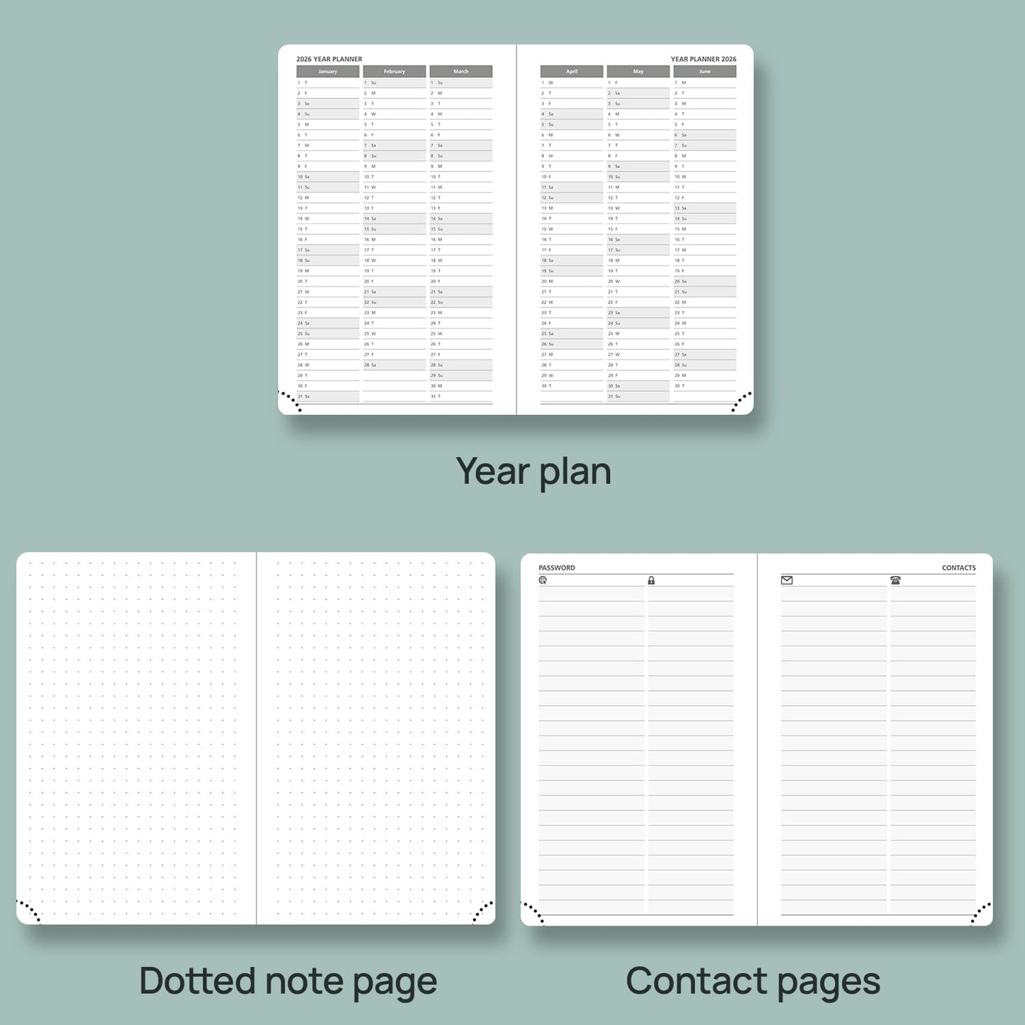 POPRUN Planner 2025-2026 Weekly Notebook for Purse(Pocket Size 4''x 6.25'') Small Academic Calendar (JUL.25 - JUN.26) with Monthly Tabs, Leather Soft Cover, Inner Pocket, 100 GSM - Lilac