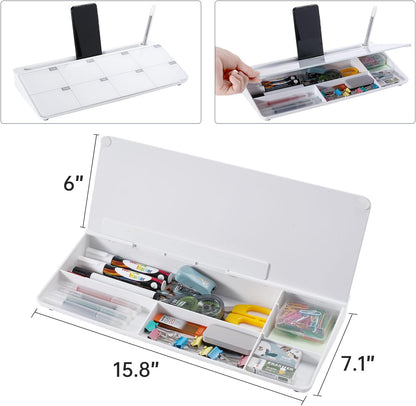 TSJ OFFICE Desktop Whiteboard Dry-Erase-Board - Computer Keyboard Stand White Board Surface Pad with Drawer, Desk Organizers with Accessories for Office, Home, School Supplies