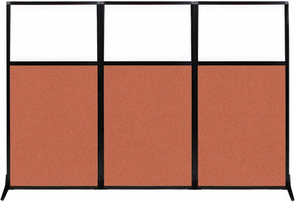 Versare Workstation Partition | Portable Wall Divider | Modern Office Cubicle | Free Standing Privacy Screen | Flexible Work Space | 99" x 70" W/Window, Papaya Fabric Panels