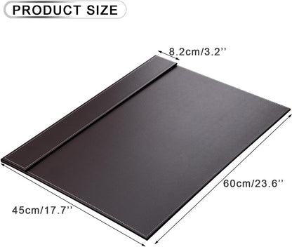 KINGFOM Ultra-Smooth PU Leather Desk Pad & Mat Office Desk Drawing & Writing Board A3/ A4 File Paper Clip Table Protector Mat on Top Large 24''x18'' (Brown)