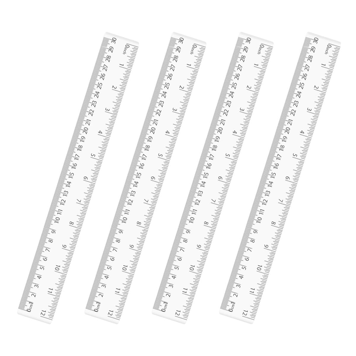 4 Pack Clear Plastic Straight Rulers, Clear Ruler Bulk, Transparent Ruler with Centimeters and Inches, for Class, Office (12 inch)