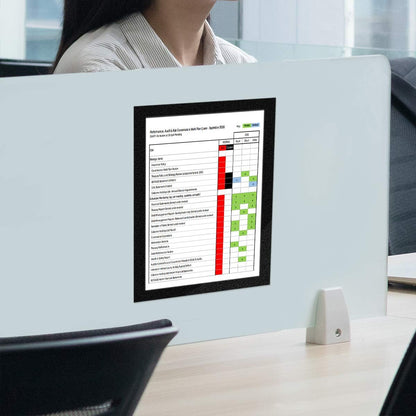 Document Sign Holder Pockets with Adhesive Back, Plastic Poster Picture Notice Display Frame for Window/Door/Wall/Cabinet, 8.5 x 11.6 Inches, Black, 12 Pack