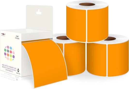 PARLAIM 3 X 5 Inch 1000Per/4Rolls Rectangle Inventory Color Coding Labels,Roll Square Label Stickers for Home (Fluorescent Orange)
