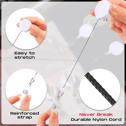 Zonon 50 Pieces Retractable Badge Holder Reels with Swivel Alligator Clip, ID Card Holder Name Badge Reel Clips for Students Teachers Office Workers (White)