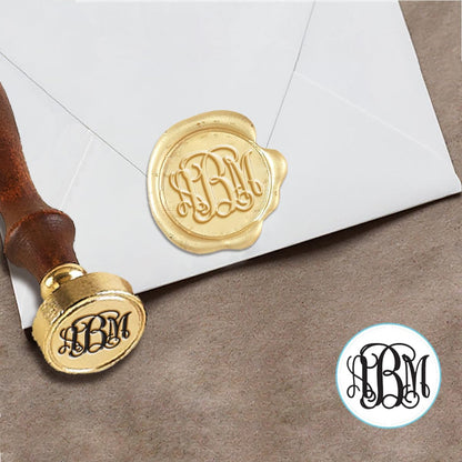 Custom Monogram Wax Seal Stamp with Intertwined Initials for Personalized Letters and Wedding Invitations-Multiple Design Options-USA Handcrafted