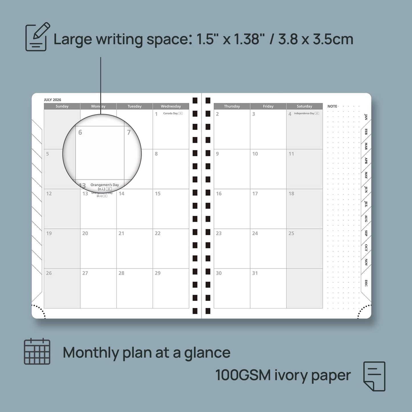 POPRUN 2026 Planner (Medium - 6.5'' x 8.5'') with Hourly Schedule, Vertical Layout - 2026 Weekly Calendar (Jan. 2026 - Dec.2026) for Time Management, Monthly Tabs, Spiral Bound, Soft Cover - Pacific Green
