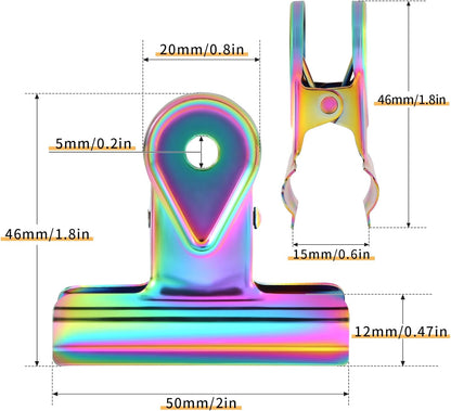 SIAMESE Bulldog Clips, 8 Pcs Binder Clips for Office & Kitchen, Multi-Purpose Binder and Food Bag Clamps for Sealing, Storage, Hanging (Rainbow Colors)