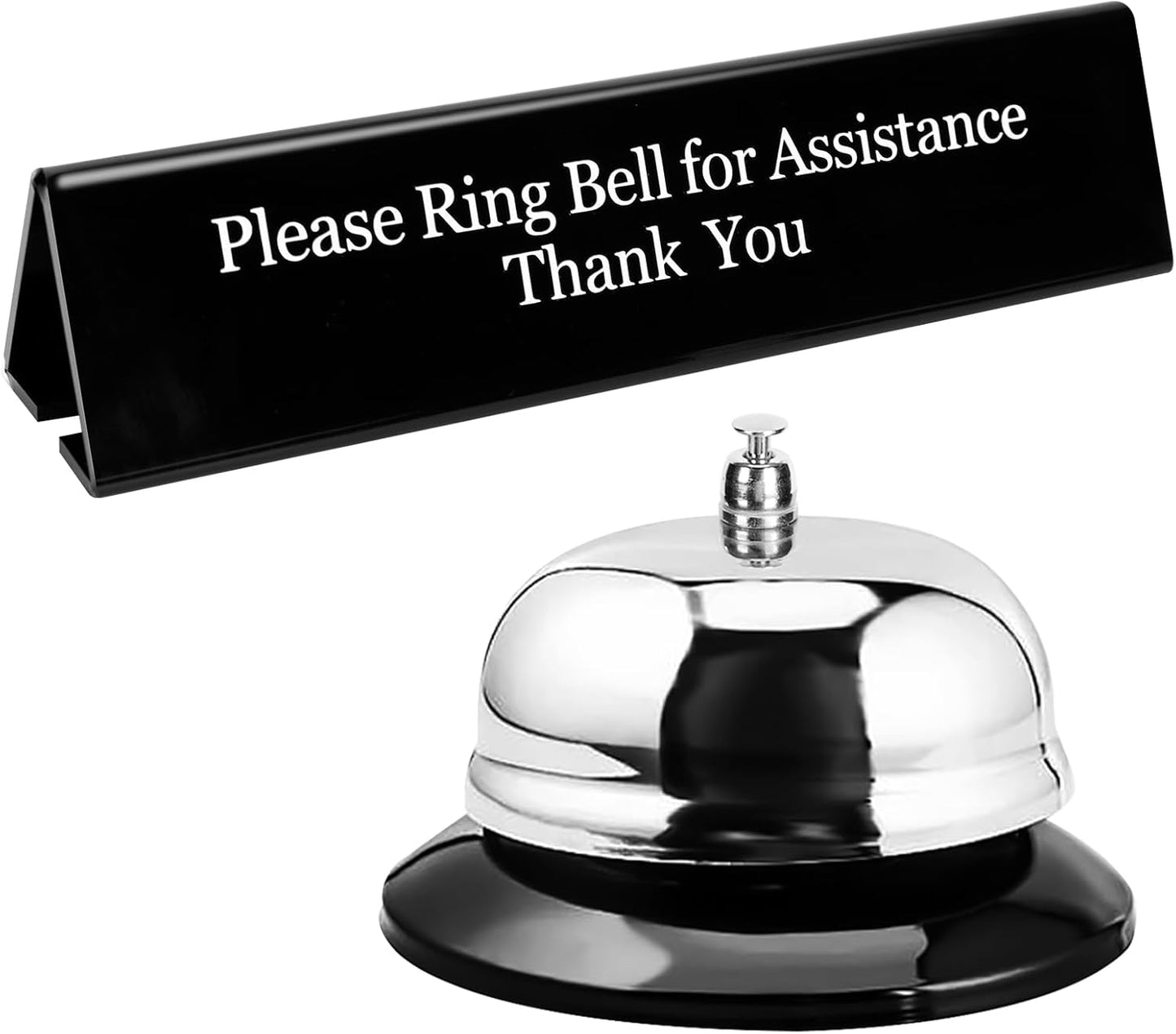 UCEC Desk Bell for Service, Ring Bell Sign, Dinner Bell for Inside, Call Bell & Double-Side Please Ring Bell, No Receptionist Sign, Reception Bell for Hotels Schools Restaurants Reception Areas