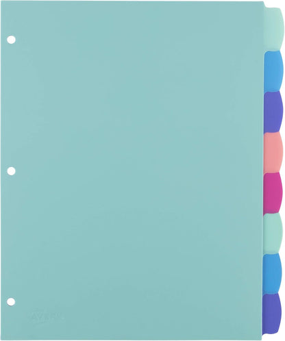 Avery Write & Erase Dividers for 3 Ring Binders, 8 Tabs per Set, Multicolor Big Tabs, Pastels, Binder Dividers Great for Organizing Reports, Projects, and More (16271)