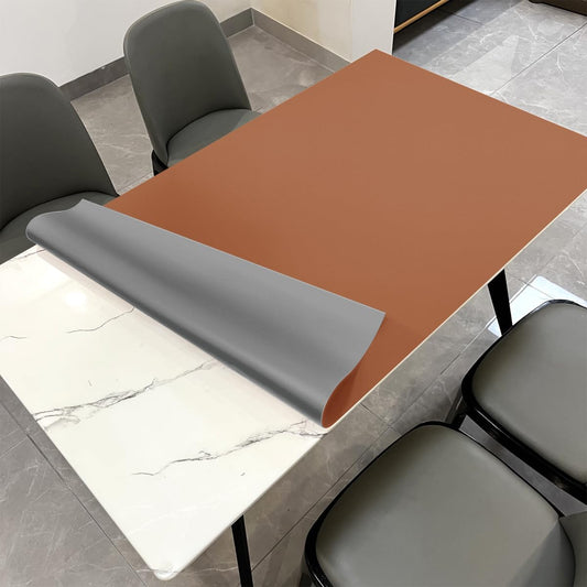 Leather Table Cover,1.8mm Thick,42x78 Inch Table Protector,Table Protector for Dining Room Table,Dining Table Cover,Table Cover Protector,Table Protector Pad(Brown+Gray,42x78)