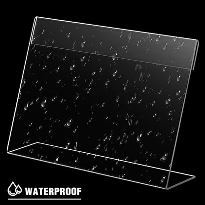 Vicenpal 24 Pcs 7x5 Inch Clear Acrylic Sign Holder Plastic L-shape Vertical Menu Stand, Picture Photo Frames, Table Paper Holder, Flyer Sign Display Stand for Restaurants, Store, Office, Wedding