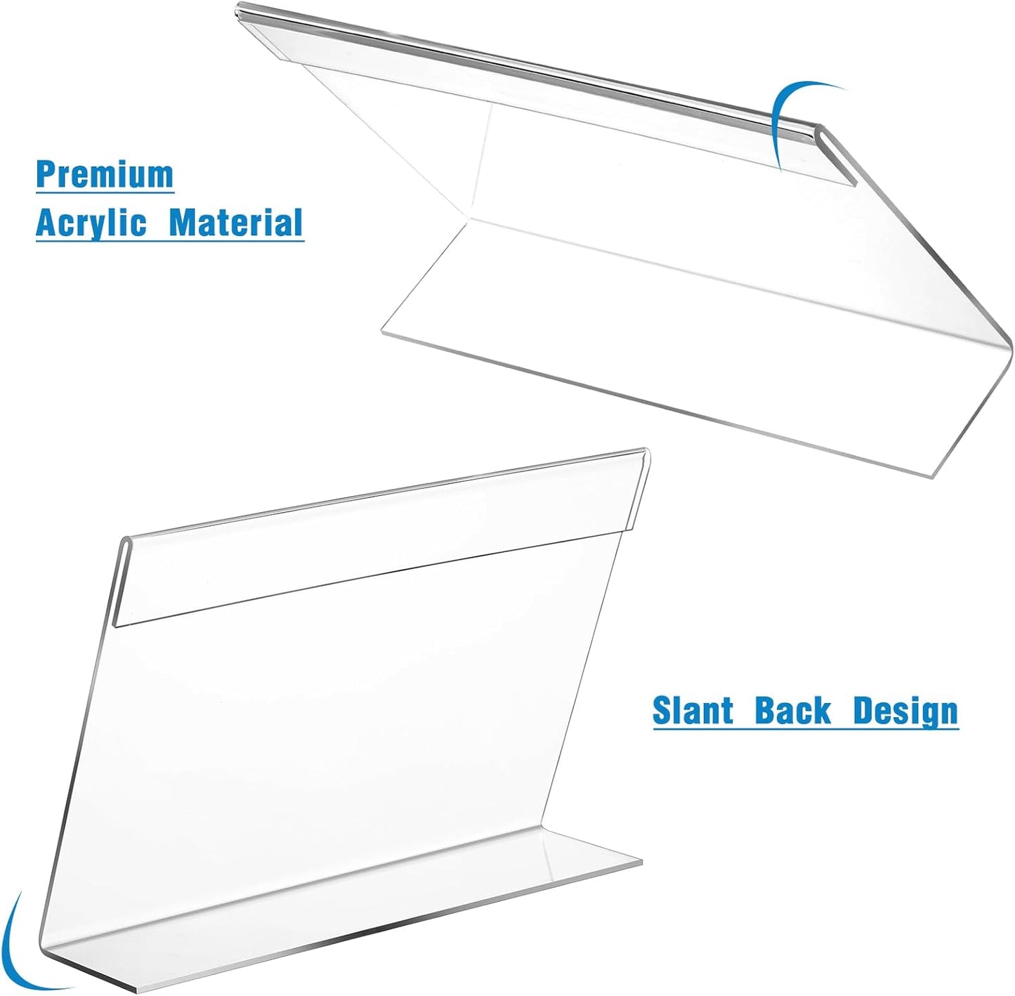 Vicenpal 24 Pcs 7x5 Inch Clear Acrylic Sign Holder Plastic L-shape Vertical Menu Stand, Picture Photo Frames, Table Paper Holder, Flyer Sign Display Stand for Restaurants, Store, Office, Wedding