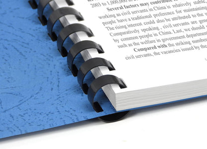 CR21-681012BK Binding Combs Plastic 21 Ring 25-90 Sheet Capacity, Max Binding A4 Size Paper, 1/4in, 5/16in, 3/8in, 1/2in, Black Multi-Size Pack of 100